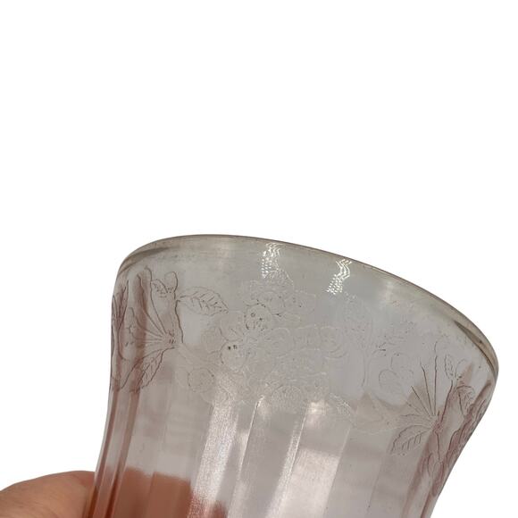 Jeannette Depression Glass Cherry Blossom Pink Tumbler - Picture 5 of 6